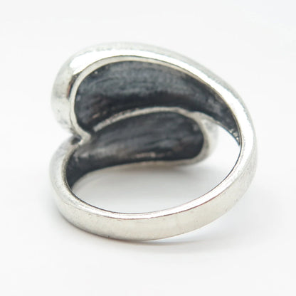 925 Sterling Silver Vintage Dotted Overlap Ring Size 6.25
