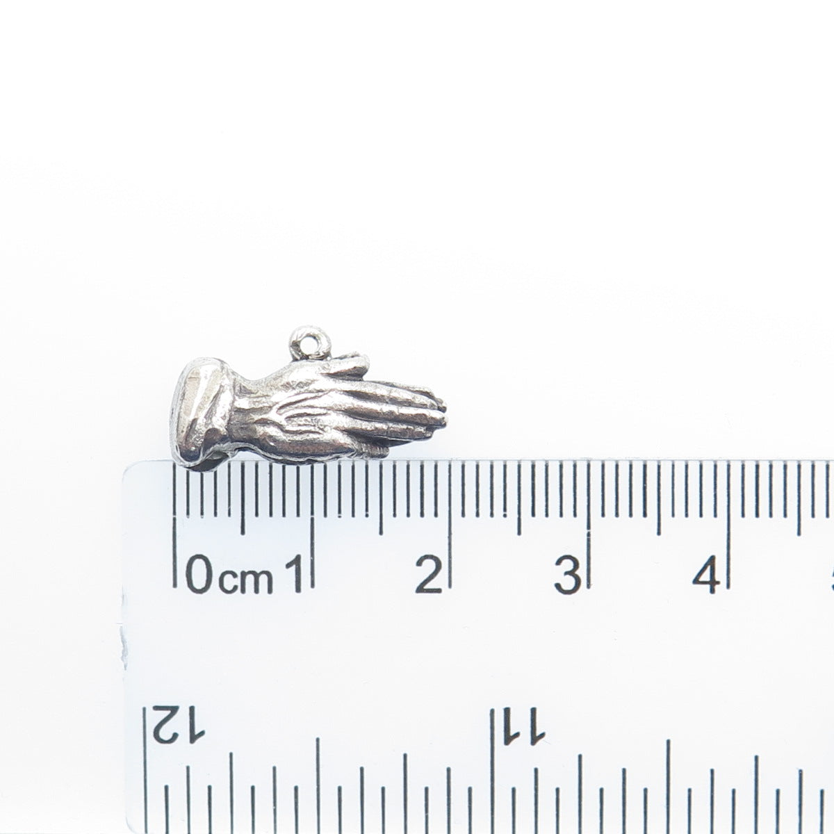 HAYWARD 925 Sterling Antique Stanhope Prayer Hands Oxidized Minimalist Pendant