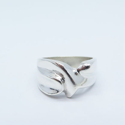 925 Sterling Silver Vintage Mexico Ribbed Ring Size 7