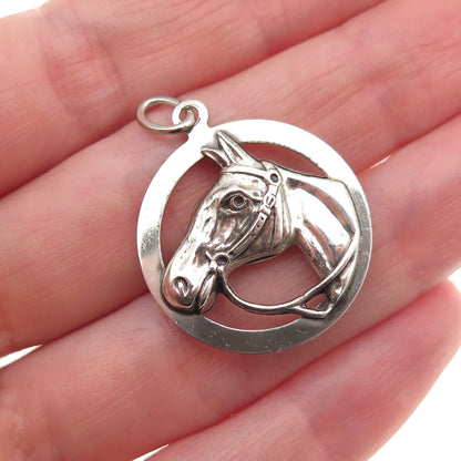 Beau 925 Sterling Silver Antique Art Deco Horse Oxidized Charm Pendant