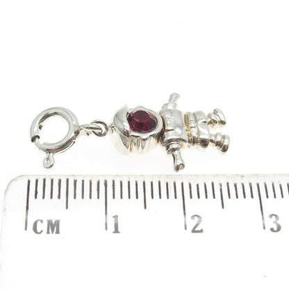 925 Sterling Silver Vintage Rhinestone July Birthstone Boy Spring Ring Pendant