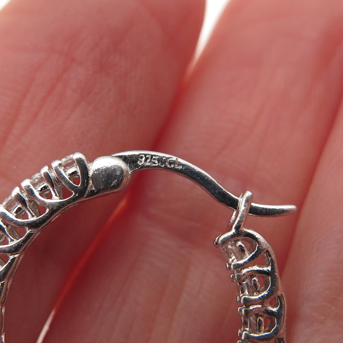 JCL Colleen Lopez 925 Sterling Silver Round-Cut C Z In & Out Hoop Earrings