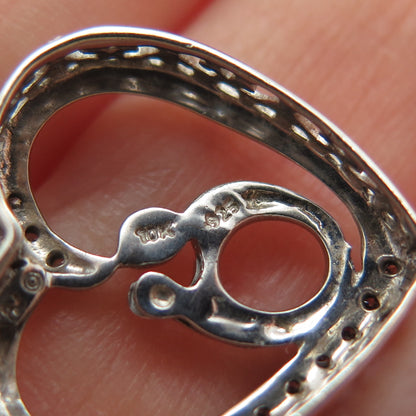 10K Rose Gold 925 Sterling Silver Real Diamond Mom & Child Heart Mini Pendant