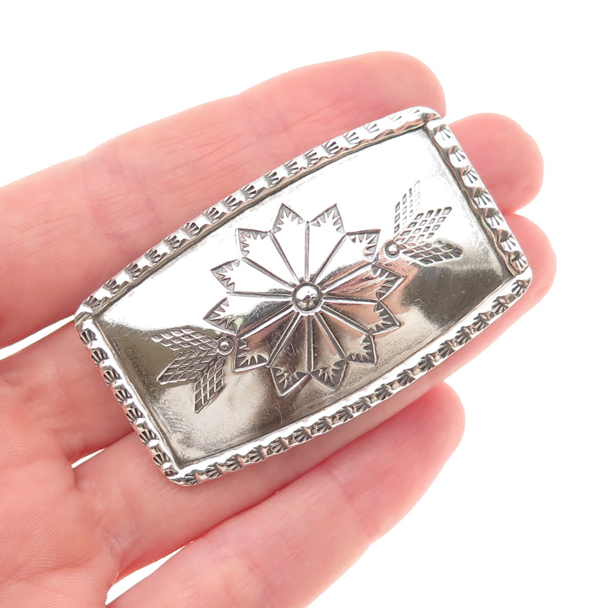 Larson & Bertha Blackgoat Navajo Old Pawn Sterling Silver Vintage Belt Buckle