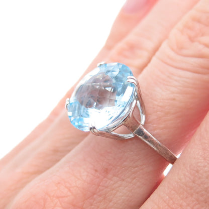 DBJ DEE BERKLE 925 Sterling Silver Real Round-Cut Blue Topaz Ring Size 6.25