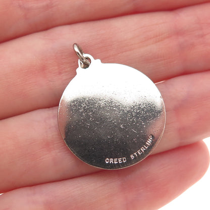 Creed 925 Sterling Silver Vintage Enamel Come Holy Spirit Charm Pendant