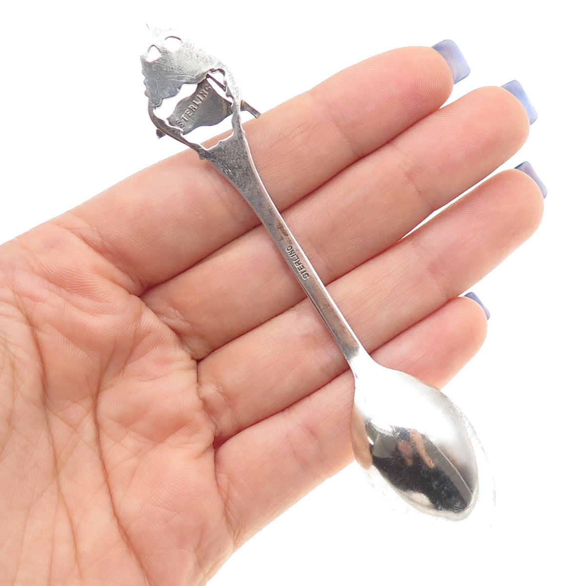 925 Sterling Silver Antique Art Deco Enamel GTBC Flag Coffee Spoon