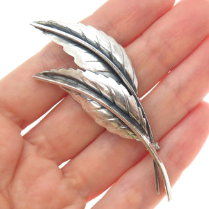 JEWELART 925 Sterling Silver Antique Art Deco Floral Leaf Oxidized Pin Brooch