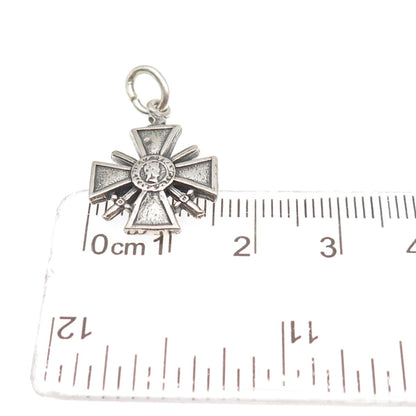 John W. Kessler 925 Sterling Silver Vintage Mexico Cross Medal Charm Pendant