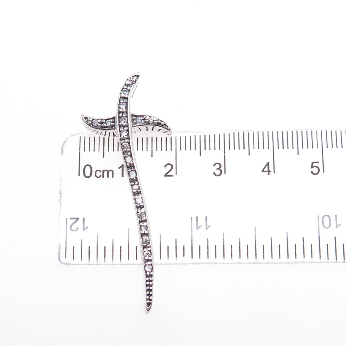 925 Sterling Silver Round-Cut C Z Cross Sword Slide Pendant