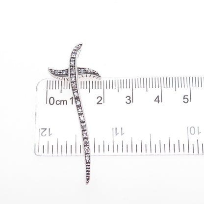 925 Sterling Silver Round-Cut C Z Cross Sword Slide Pendant