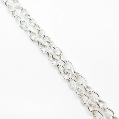 925 Sterling Silver Vintage Real Amethyst Gem Oval Cable Chain Necklace 18"