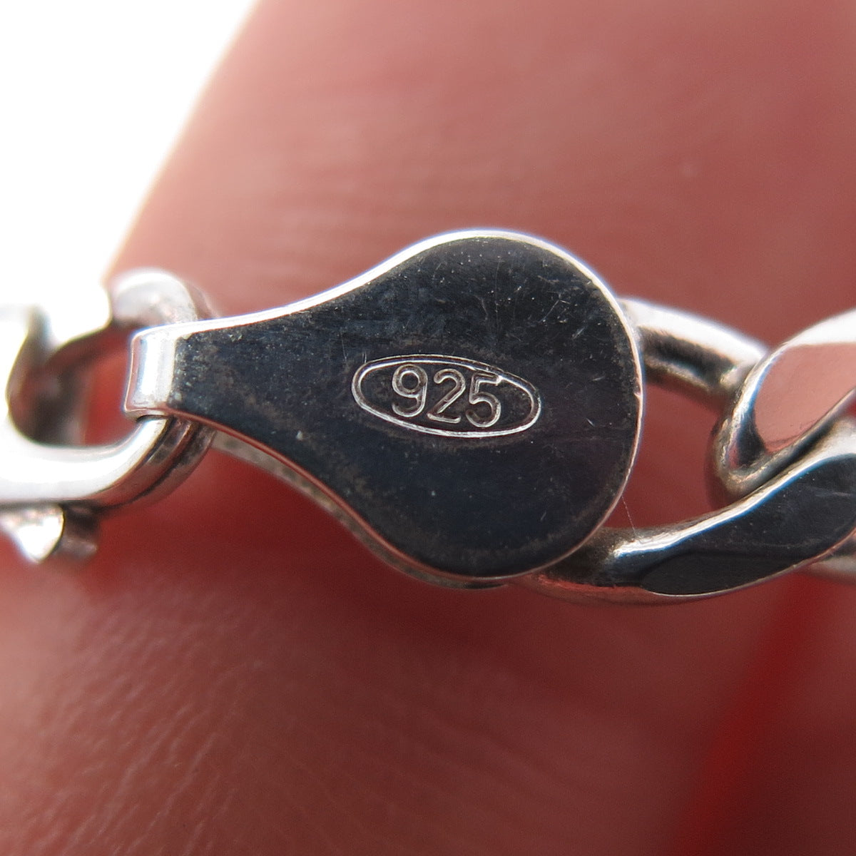 925 Sterling Silver Vintage Italy Figaro Link Bracelet 8"