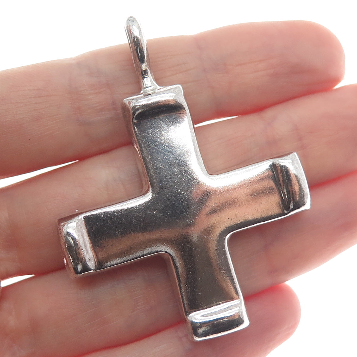 DAC Deborah Armstrong 925 Sterling Silver Vintage Cross Modernist Pendant