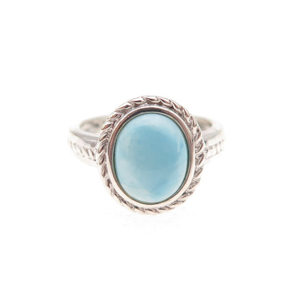 JH Young 925 Sterling Silver Vintage Real Cabochon Larimar Ring Size 5.5