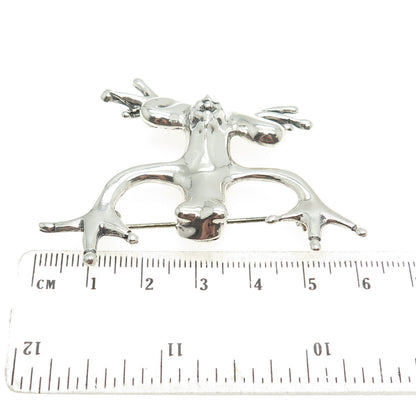 925 Sterling Silver Vintage Frog For Good Luck Pin Brooch