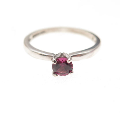 Tommy Long 925 Sterling Silver Vintage Real Round-Cut Amethyst Ring Size 4.75