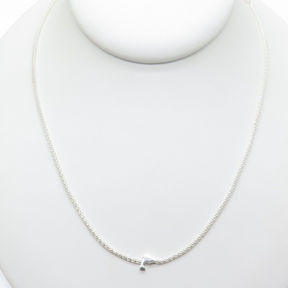 925 Sterling Silver Italy Dolphin Popcorn Chain Necklace 18"