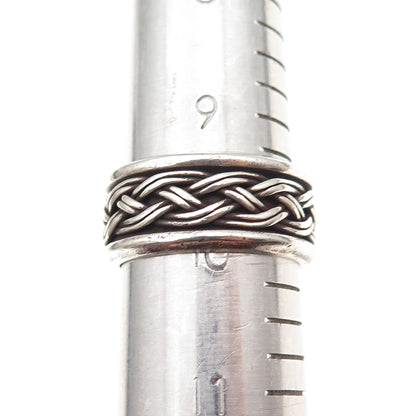 925 Sterling Silver Vintage Mexico Braided Oxidized Band Ring Size 10