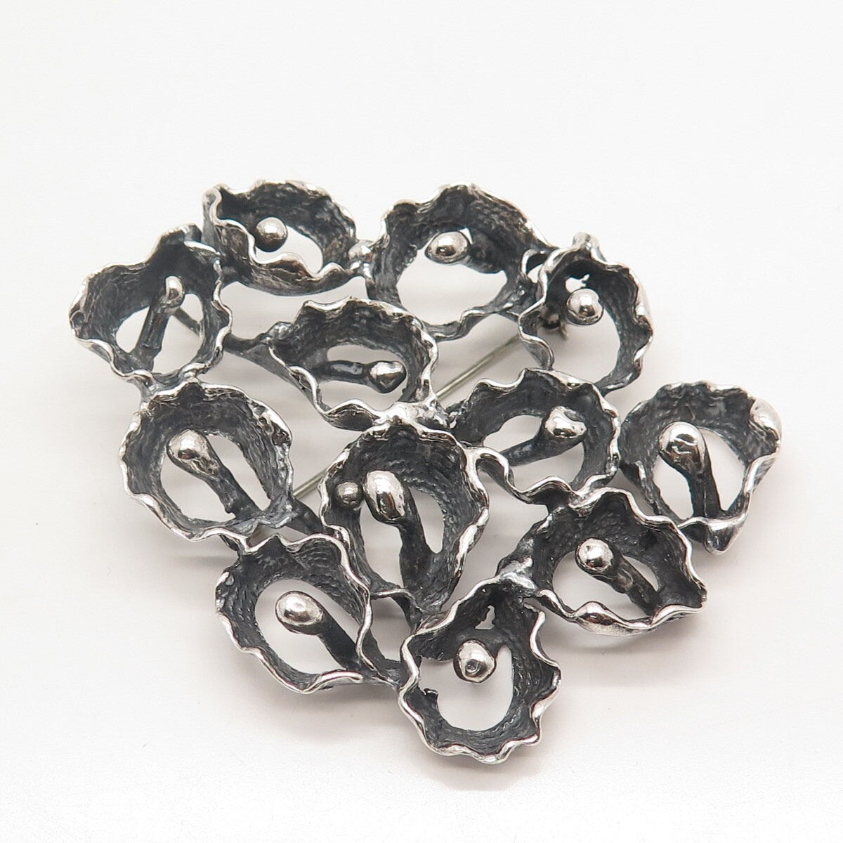 925 Sterling Silver Vintage Modernist Pin Brooch
