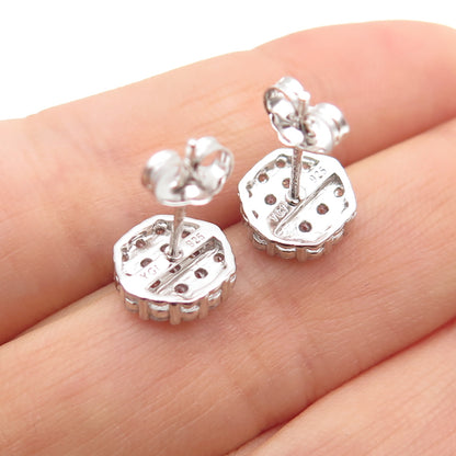 925 Sterling Silver Round-Cut C Z Stud Earrings