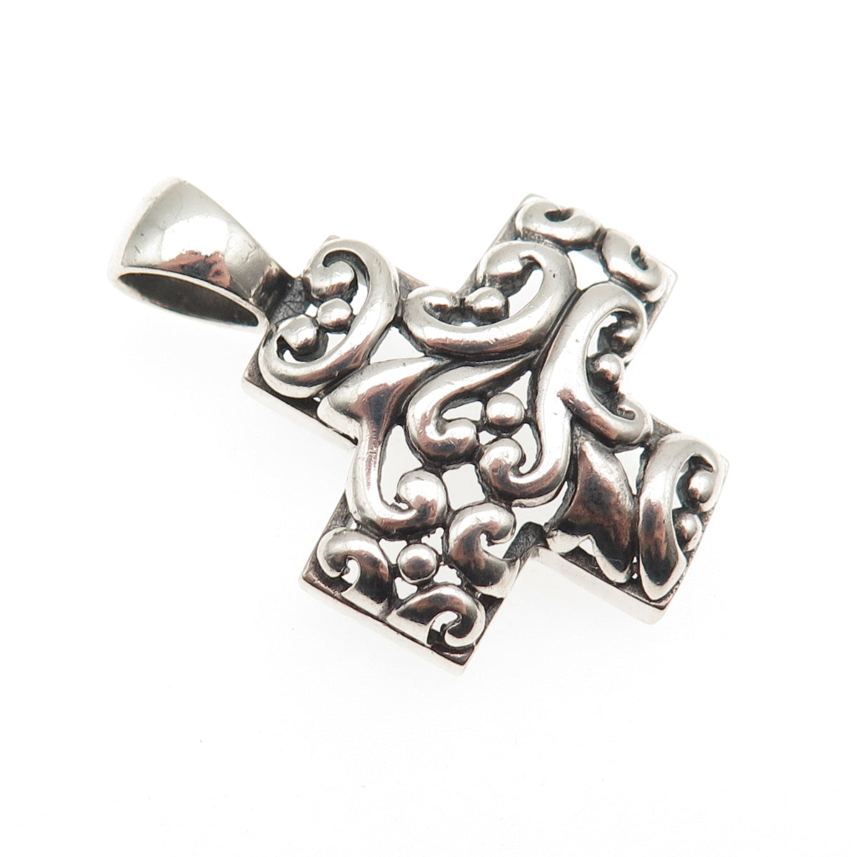 ATI Annika Witt 925 Sterling Silver Vintage Ornate Cross Oxidized Charm Pendant