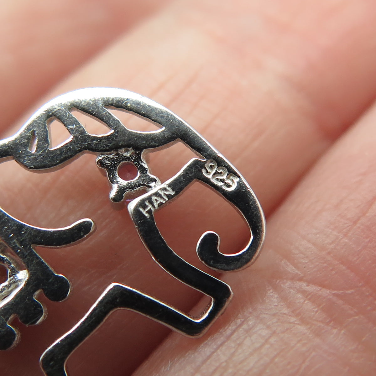 925 Sterling Silver Real Multi-Color Gem Elephant Minimalist Charm Pendant