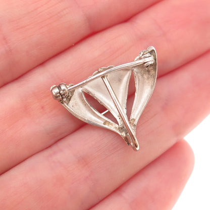 925 Sterling Silver Antique Art Deco Floral Charm Holder Pin Brooch