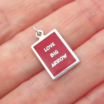 925 Sterling Silver Red Enamel Love Big Arrow Minimalist Charm Pendant