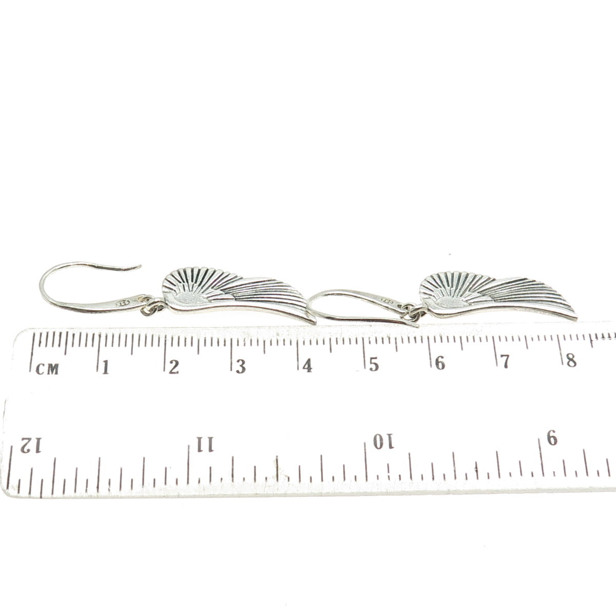 CROWN 925 Sterling Silver Vintage Wing Dangle Earrings