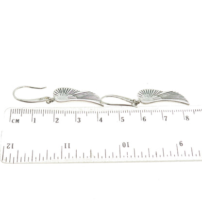 CROWN 925 Sterling Silver Vintage Wing Dangle Earrings