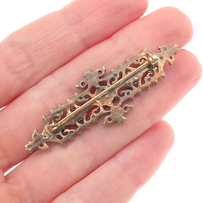 Sarah Coventry Sterling Gold Plated Vintage Dragon Breath Opal Rhinestone Brooch