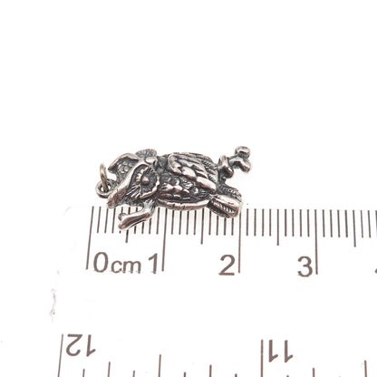Shube 925 Sterling Silver Vintage Wise Owl Oxidized Charm Pendant
