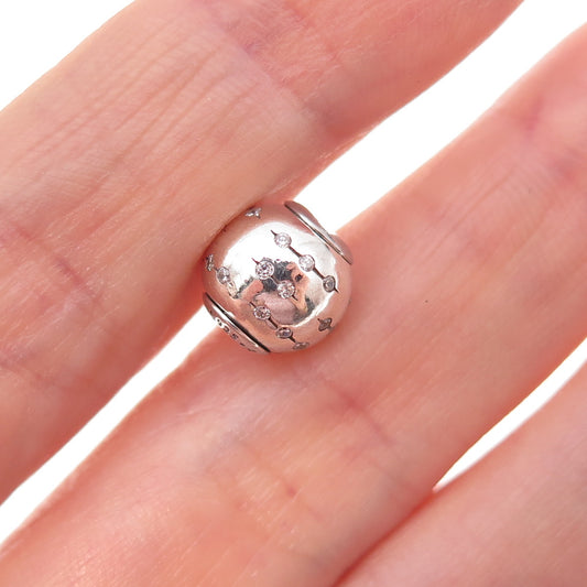 Pandora 925 Sterling Silver C Z Essence Collection Trust Slide Bead Charm