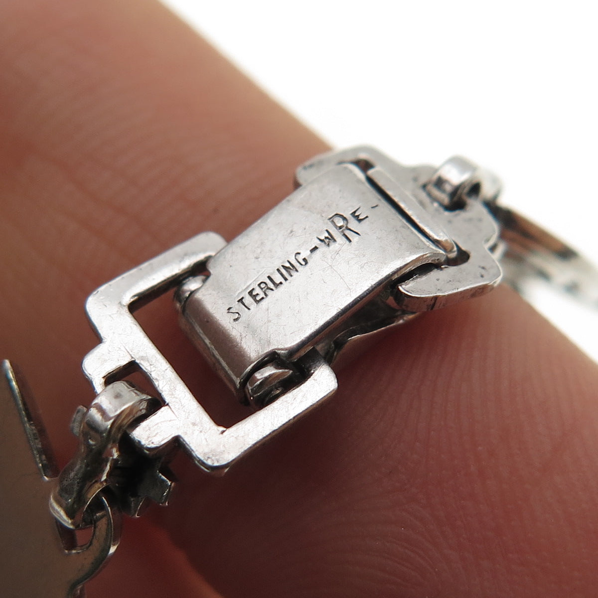 W.E. Richards 925 Sterling Silver Antique Art Deco Ribbon Link Bracelet 7"