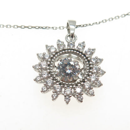 925 Sterling Silver Italy Round-Cut Shaped C Z Cable Chain Necklace 18"