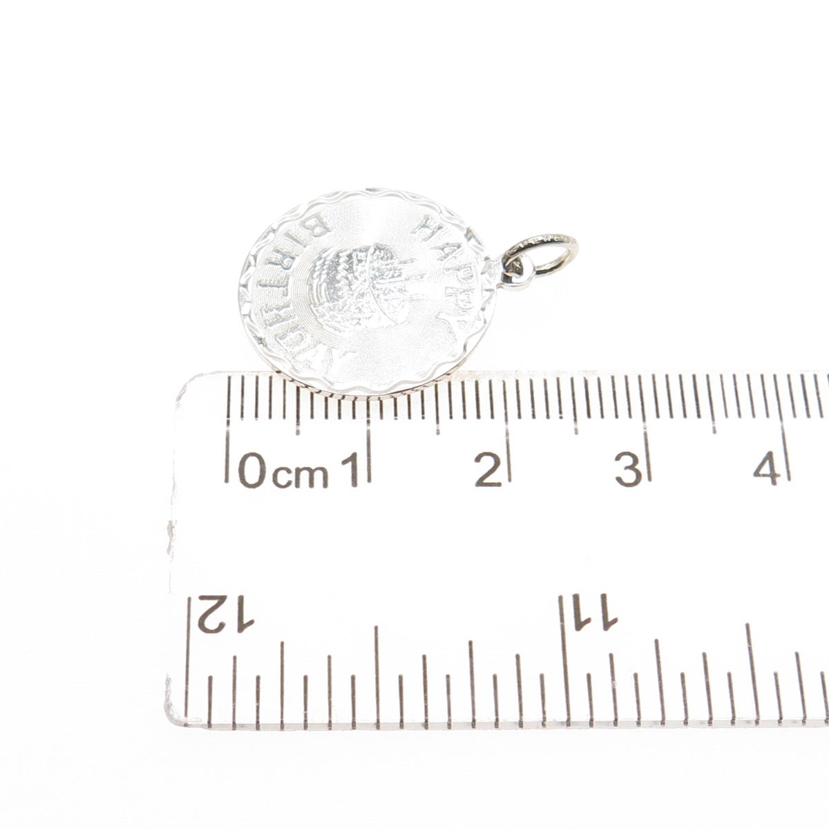 SPENCER 925 Sterling Silver Vintage Happy Birthday Minimalist Charm Pendant