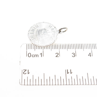 SPENCER 925 Sterling Silver Vintage Happy Birthday Minimalist Charm Pendant