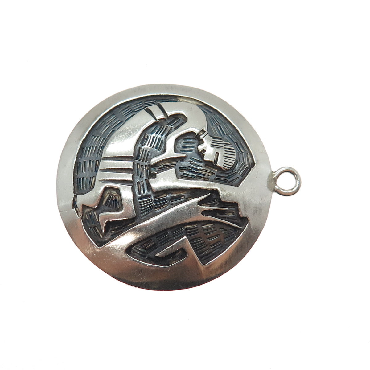 Old Pawn 925 Sterling Silver Vintage Southwestern Kokopelli Tribal Pendant