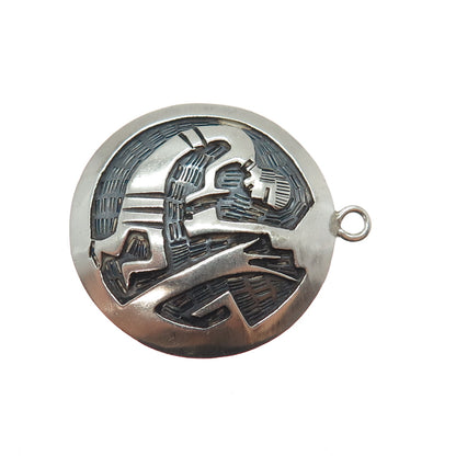Old Pawn 925 Sterling Silver Vintage Southwestern Kokopelli Tribal Pendant