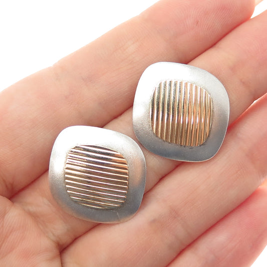 NABCO 925 Sterling Silver 14K Gold Vintage Modernist Earrings