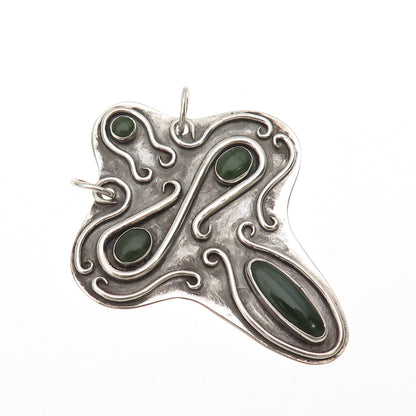 Stanley Bain Navajo Old Pawn 925 Sterling Vintage Jade Cross Centerpiece Pendant