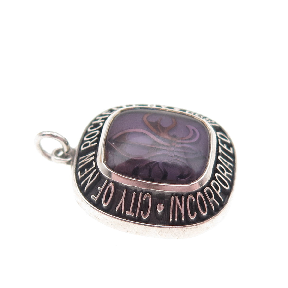 925 Sterling Silver Vintage Enamel City of New Rochelle Inc. 1899 Charm Pendant