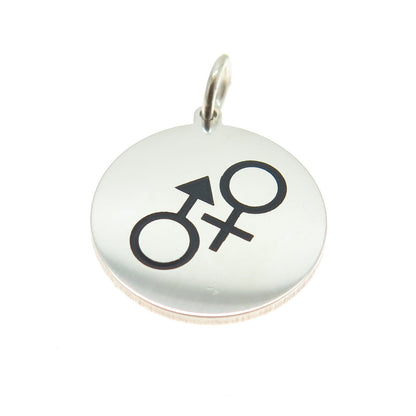 925 Sterling Silver Black Enamel Male & Female Symbol Minimalist Charm Pendant