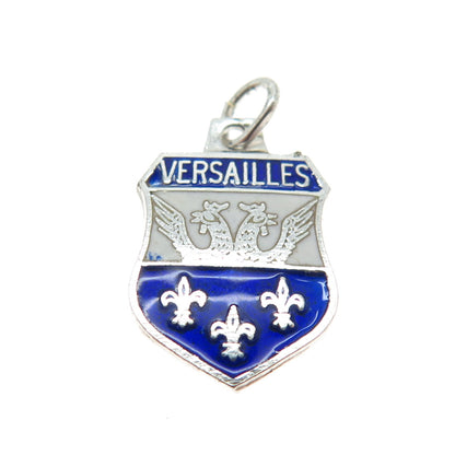 ARGENT 950 Silver Vintage Enamel Versailles Coat of Arms Minimalist Pendant