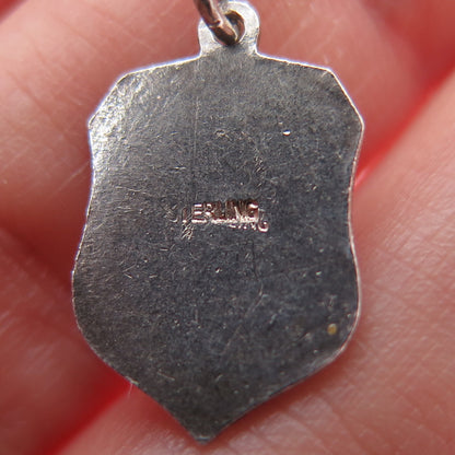925 Sterling Silver Vintage Enamel Frankfurt am Main Germany Minimalist Pendant