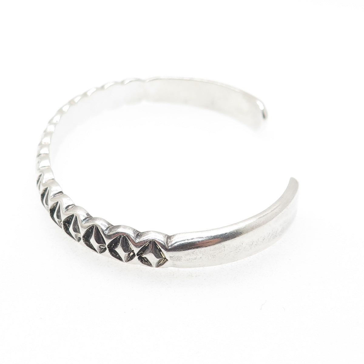 Old Pawn 925 Sterling Silver Vintage Diamond-Shape Adjustable Cuff Bracelet 6.5"