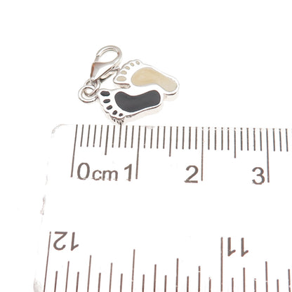 925 Sterling Silver Enamel Baby Foot Lobster Lock Charm Pendant