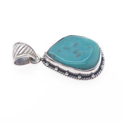 925 Sterling Silver Vintage Real Tyrone Turquoise Charm Pendant