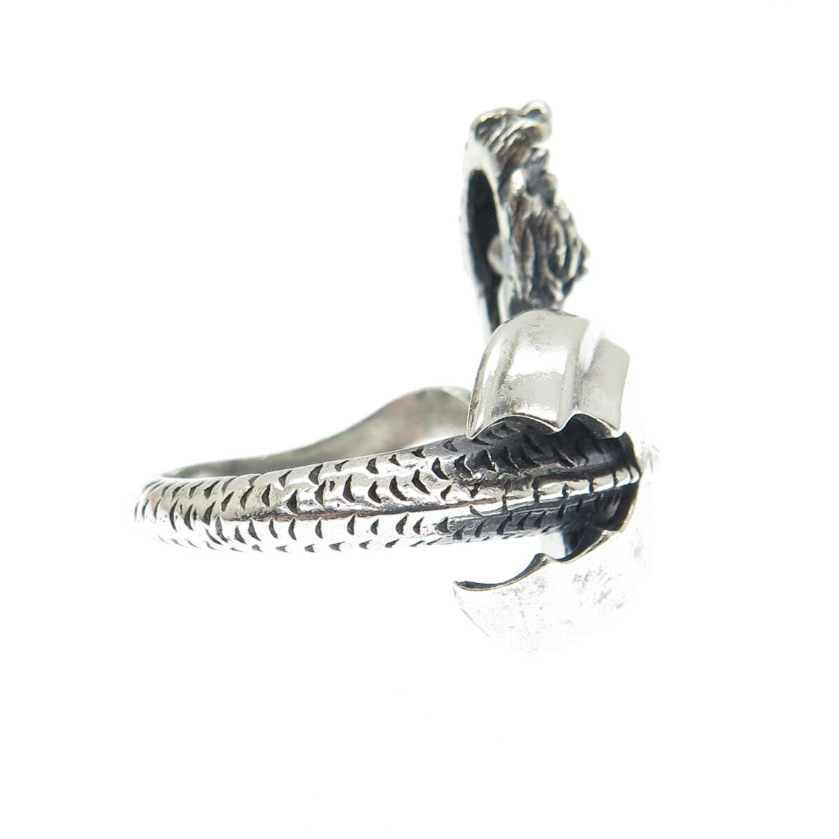 925 Sterling Silver Vintage Dragon Oxidized Ring Size 11.25